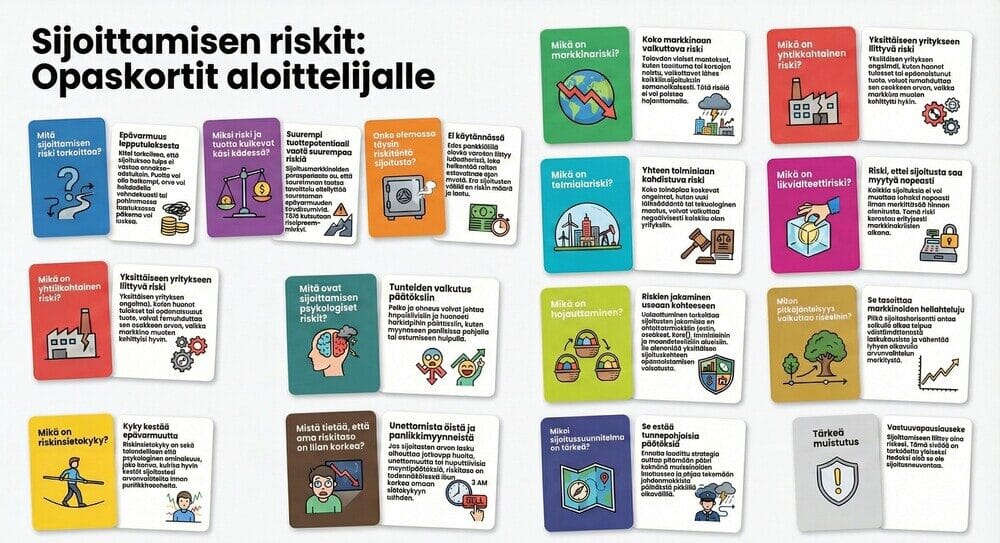 Sijoittamisen riskit - Opaskortit aloittajalle